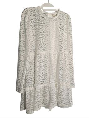 Ember White Lace Tiered Long-Sleeve Open Back Cover Up Size XL in EUC